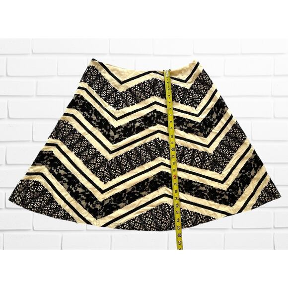 AKS Amy K Su Beige Black Satin Lace Size 14 A-Line Flowy Skirt Retroglam Regal - Picture 7 of 9
